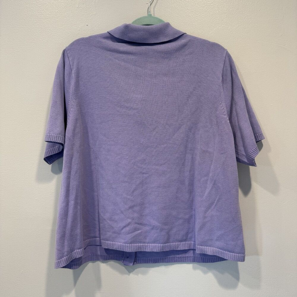 Vintage Button Up Knit Top Collared Short Sleeve Purple Preppy Women 18W/20W - Picture 7 of 7